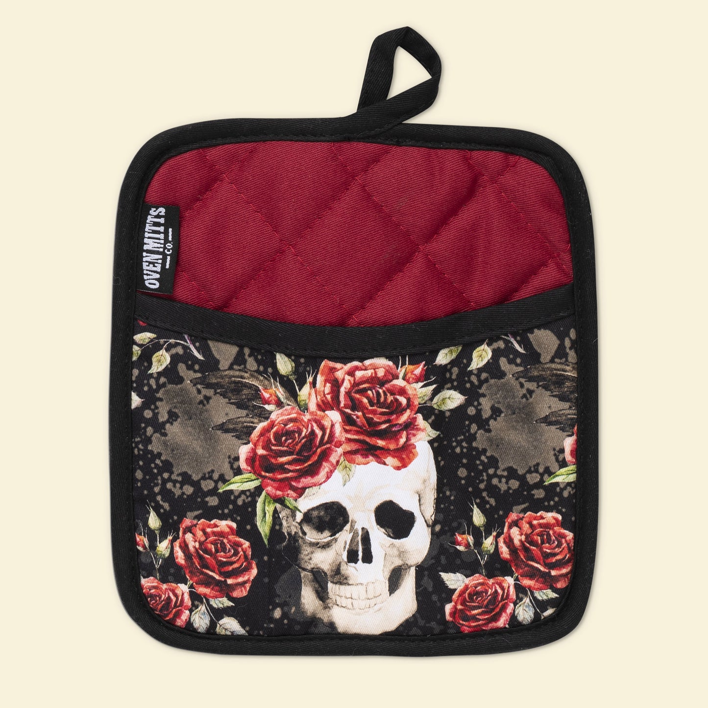 Vintage Flower Skull Potholder