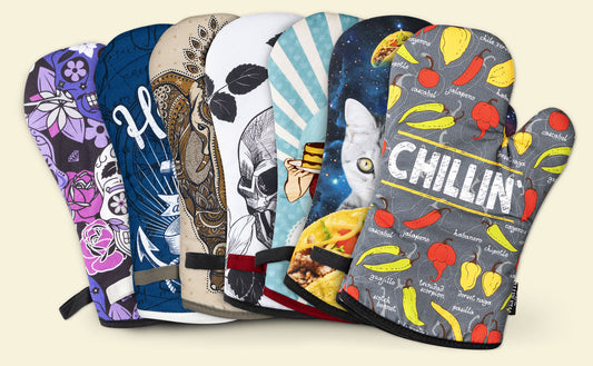Bring a pop of color and a dash of attitude to your kitchen with Oven Mitts