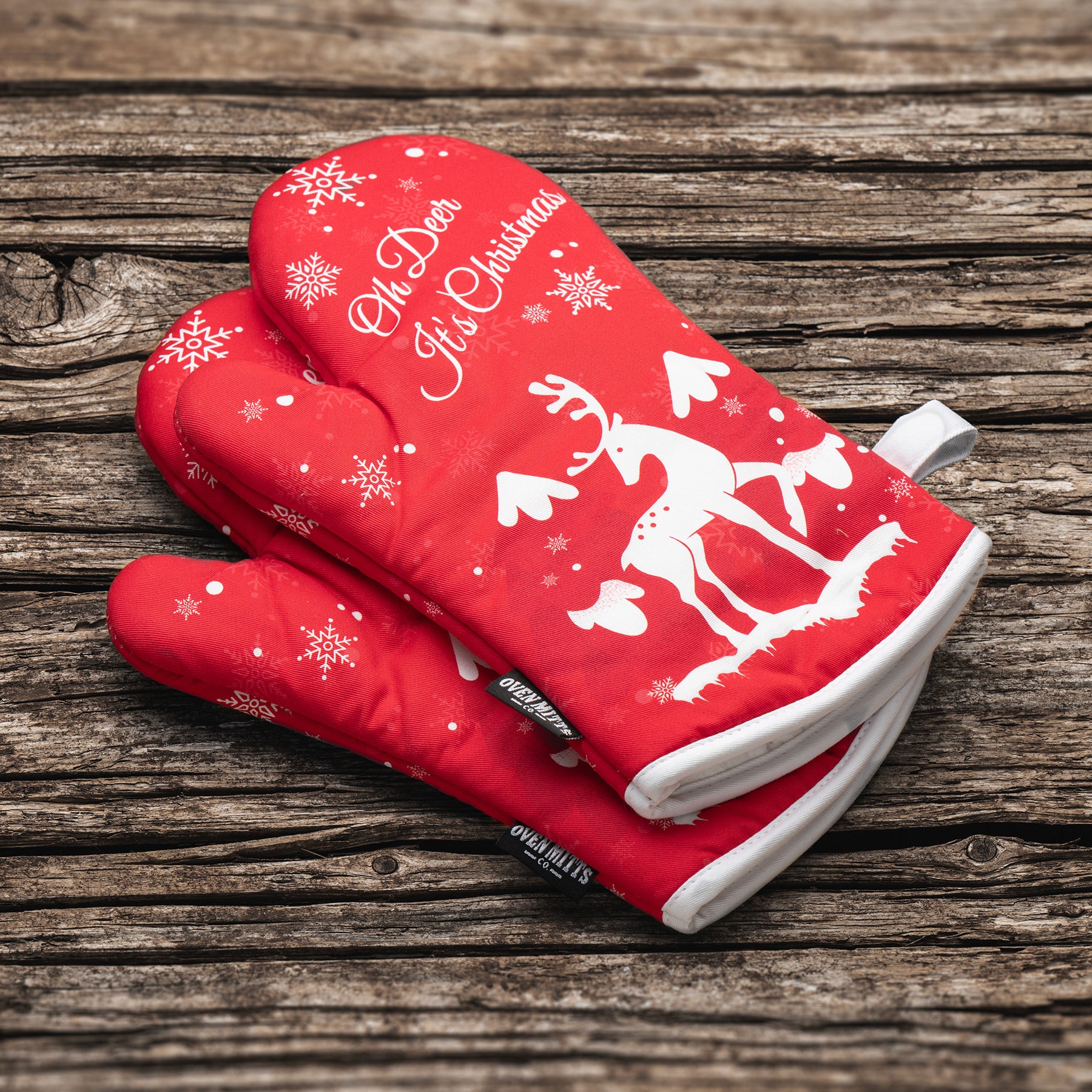 Oh Deer It's Christmas Oven Mitts And Potholder Set Perfect gift, ideas