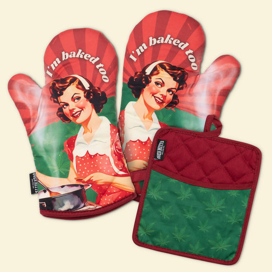 I'm Baked Too Oven Mitts And Potholder Set