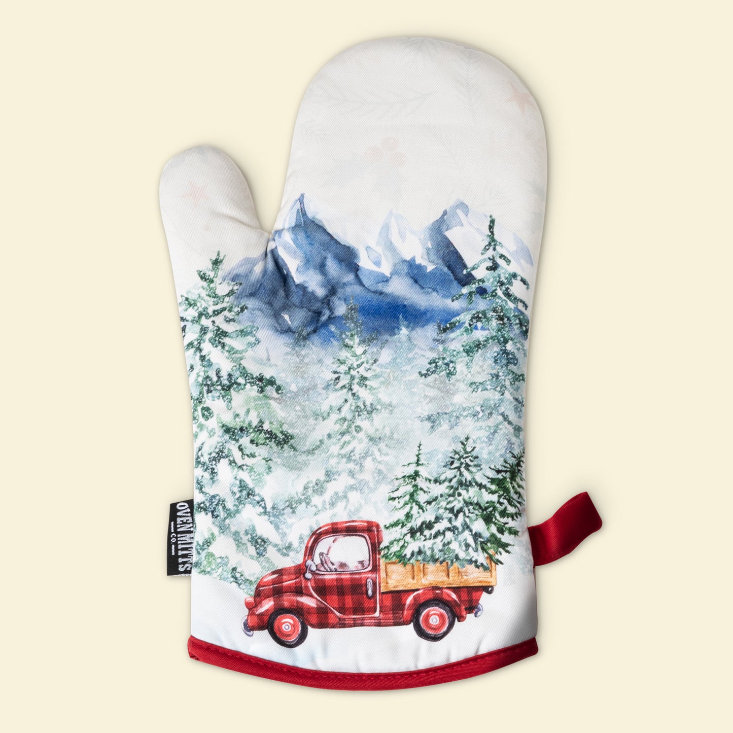 Let It Snow Christmas  red truck oven mitt glove decor