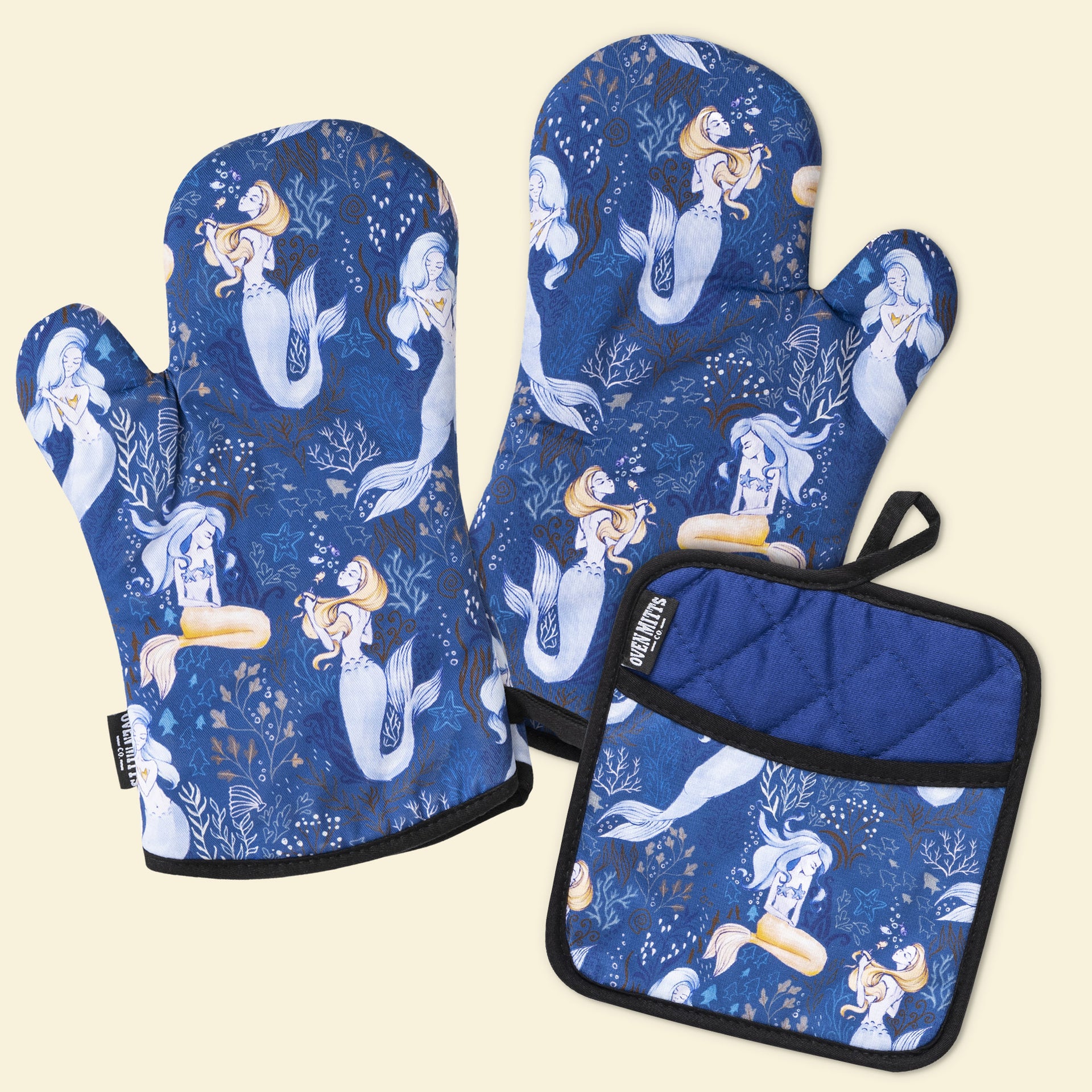 Let's Cook Oven Mitts And Potholder Set