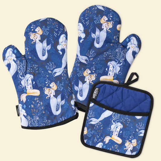 Magical Mermaid Oven Mitts And Potholder Set
