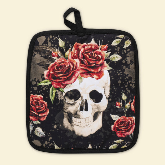 Vintage Flower Skull Potholder