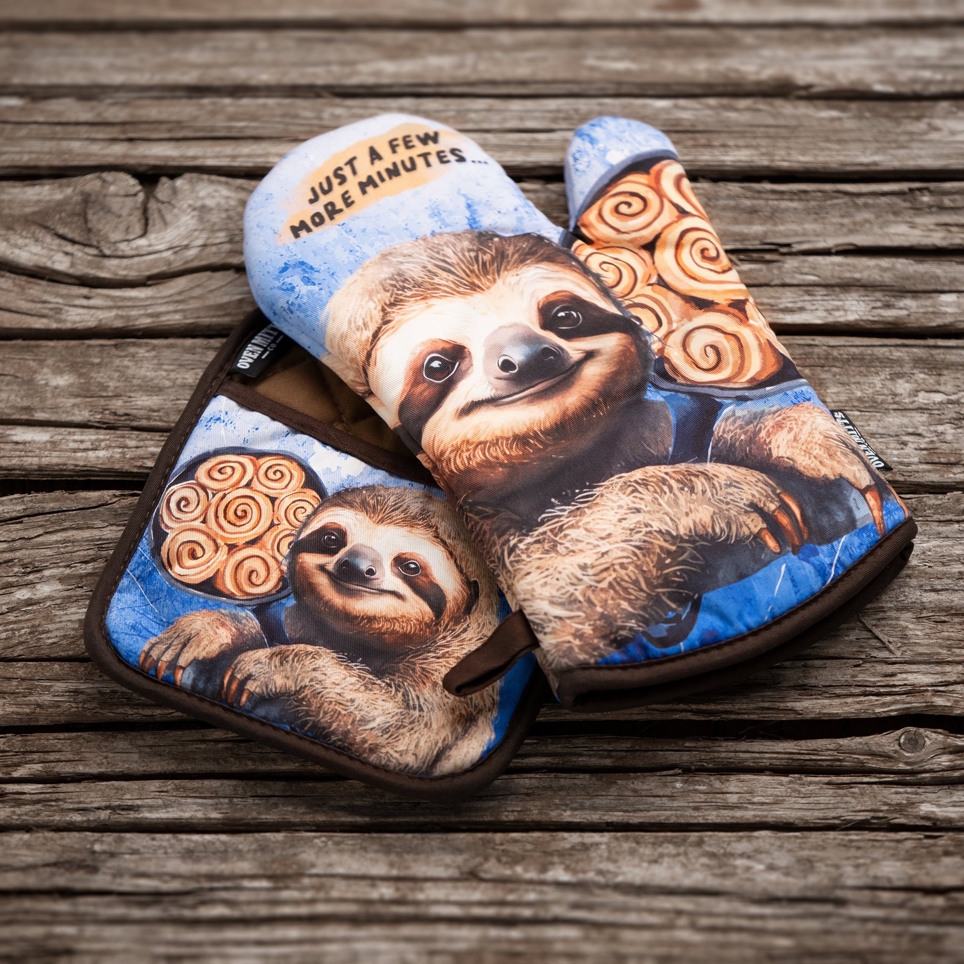 Sloth Just A Few More Minutes Oven Mitts And Potholder hilarious funny