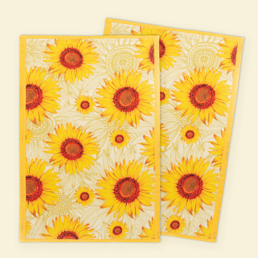 Summer Sunflowers Kitchen Towel Set, cute, beautiful all cotton handtowel, premium