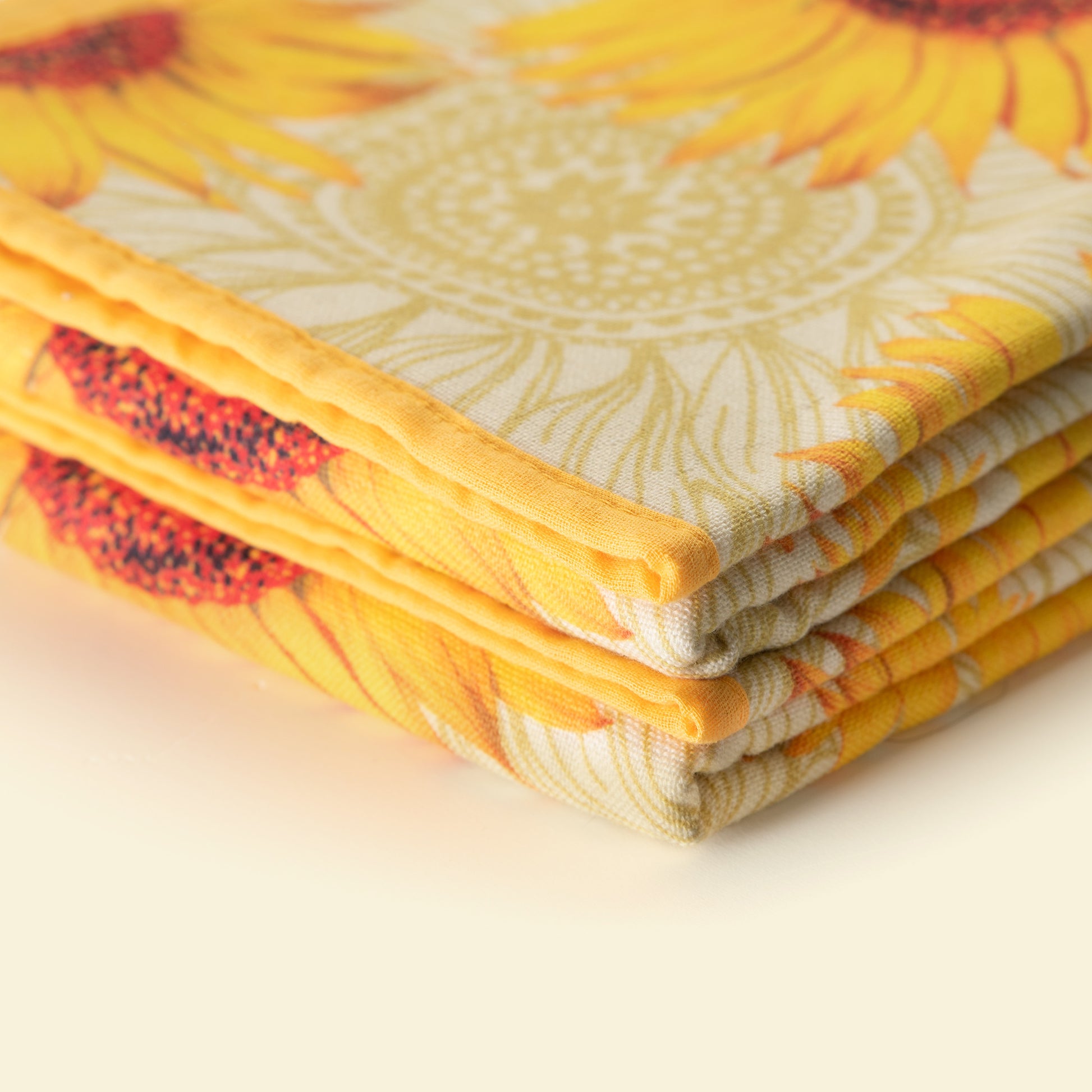 Summer Sunflowers Kitchen Towel Set, cute, beautiful all cotton, folded